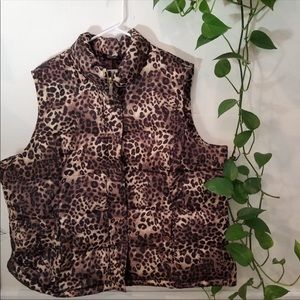 Leopard print puffy vest